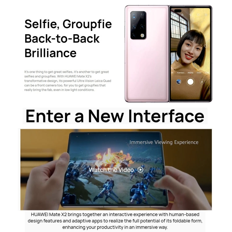 Quad Cameras, Face ID & Side Fingerprint Identification, 4500mAh Battery, 8.0 inch Inner Screen + 6.45 inch Outer Screen, HarmonyOS 2.0 Kirin 9000 5G Octa Core up to 3.13GHz, Network: 5G, OTG, NFC, Not Support Google Play, Leather 12GB+512GB Quad Cameras, Face ID & Side Fingerprint Identification, 4500mAh Battery, 8.0 inch Inner Screen + 6.45 inch Outer Screen, HarmonyOS 2.0 Kirin 9000 5G Octa Core up to 3.13GHz, Network: 5G, OTG, NFC, Not Support Google Play, Leather 12GB+512GB